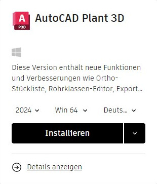 Installation von AutoCAD Plant 3D über die Autodesk Webseite