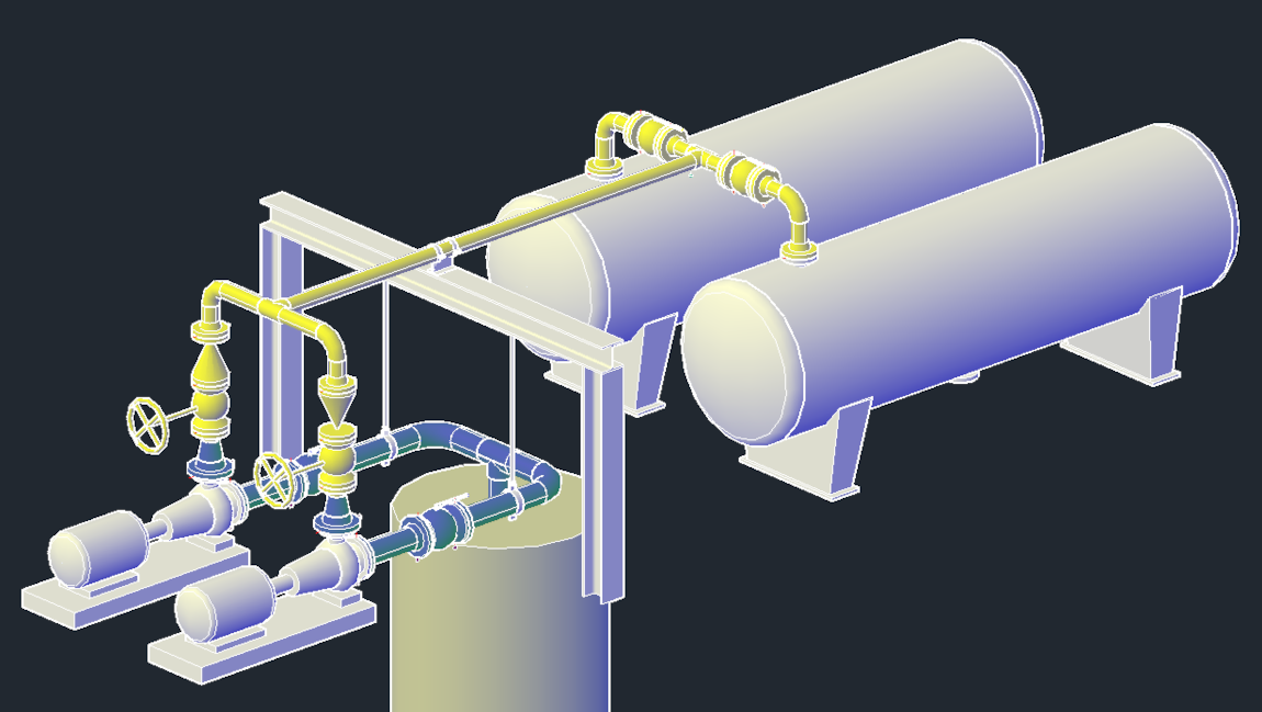 Eine mit AutoCAD Plant 3D erstellte Pumpstation